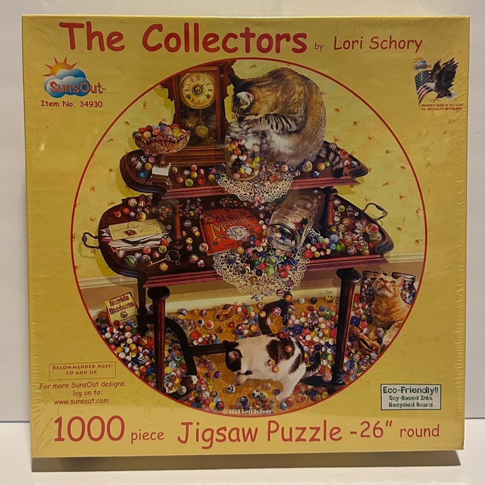 The Collectors Marbles by Lori Schory 1000 Pc Round Jigsaw Puzzle 26" SunsOut